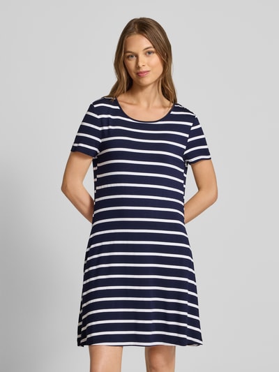 Apricot T-Shirt-Kleid aus Viskose mit Rundhalsausschnitt Marine 4