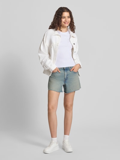 ONLY Slim Fit Langarmshirt aus Baumwoll-Mix Modell 'VAL' Weiss 1