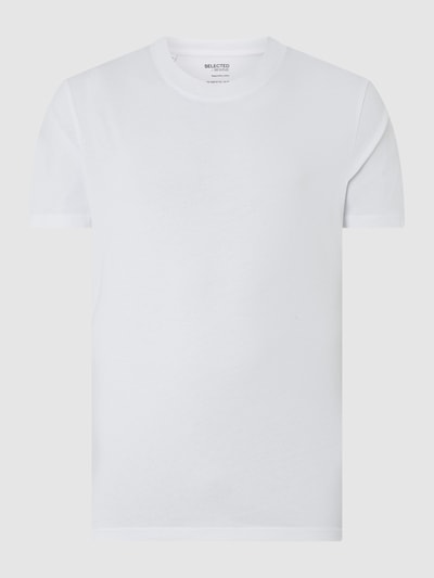 SELECTED HOMME T-shirt met geribde ronde hals, model 'RELAXCOLMAN' Wit - 1