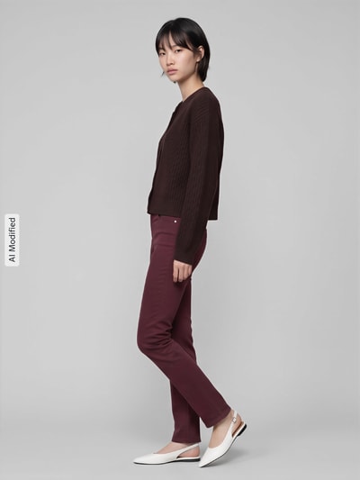 VERO MODA Loose fit gebreid jack met enkelrijige knoopsluiting model 'LEA' Chocoladebruin - 1