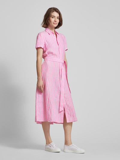 Polo Ralph Lauren Hemdblusenkleid aus Leinen mit Streifenmuster Pink 1