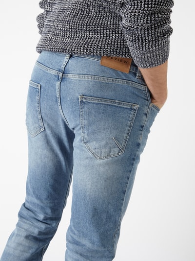 REVIEW Stone Washed Slim Fit 5-Pocket-Jeans Hellblau 3