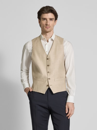 Roy Robson Kamizelka z mieszanki żywej wełny z dekoltem w serek Beżowy 4