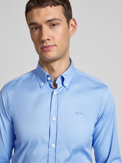 BOSS Regular fit zakelijk overhemd met labelstitching, model 'Roan' Bleu - 3