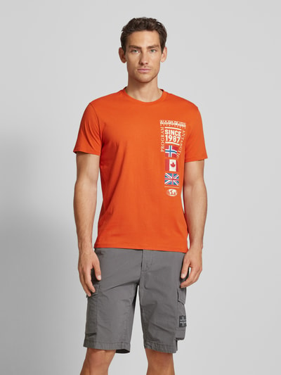 Napapijri T-Shirt mit Motiv-Print Modell 'TURIN' Orange 4