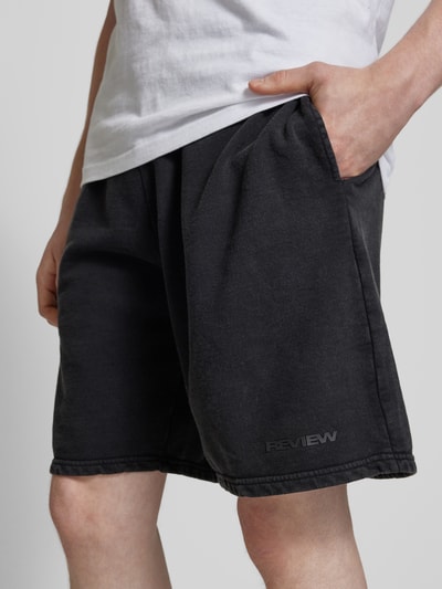 REVIEW Szorty z dzianiny dresowej o kroju relaxed fit z nadrukiem z logo Czarny 3