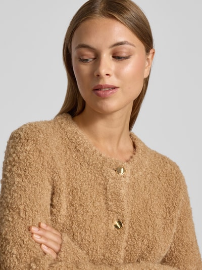 Hemisphere Gebreid jack van alpacamix met ronde hals Camel - 3