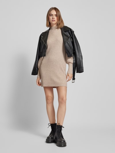 Only Gebreide jurk met turtleneck, model 'KATIA' Beige gemêleerd - 1