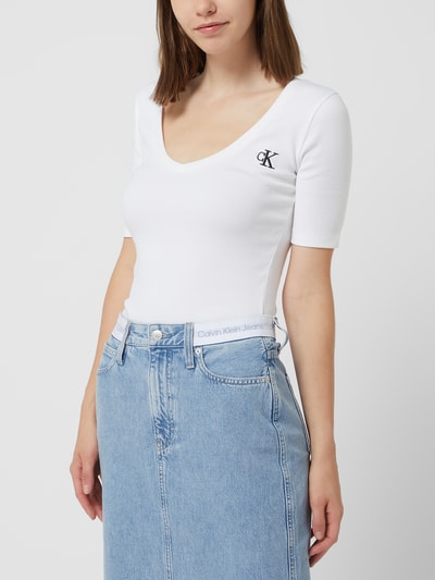 Calvin Klein Jeans T-shirt z logo  Biały 4