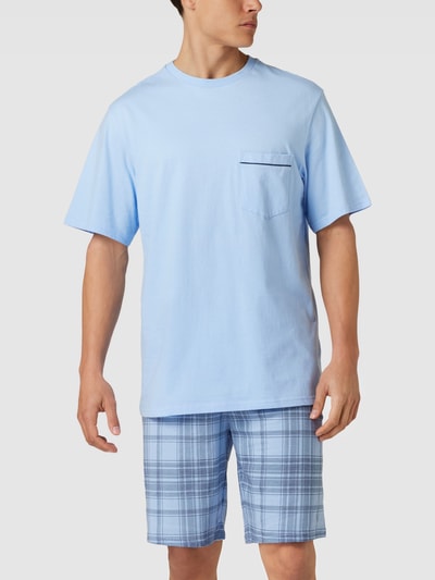 Schiesser Pyjama aus Baumwolle Modell 'Comfort Fit Schlafanzug' Hellblau 1