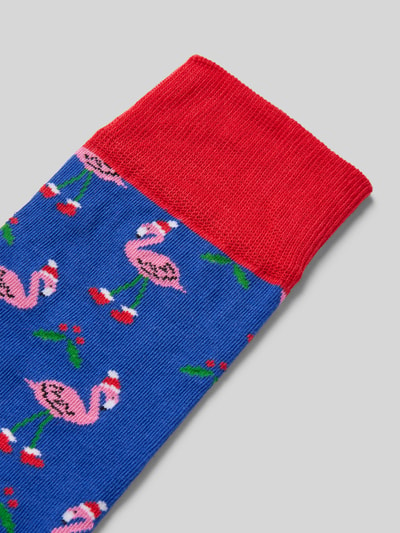 DillySocks Socken mit Motiv-Stitching Modell 'Flamingo' Royal 2