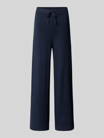 Produktfoto, dunkelblaue Wide Leg Culotte aus Baumwoll-Mix mit Seiden-Anteil von Tom Tailor, glatte Struktur, Damen Culotte