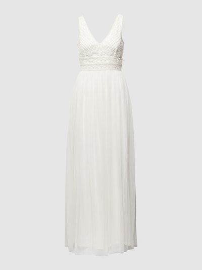 LACE & BEADS Abendkleid mit Ziersteinen Offwhite 2