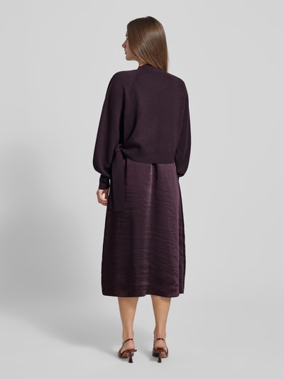 BOSS Sukienka casualowa o dopasowanym kroju z mieszanki żywej wełny i kaszmiru model ‘FIALINA’ Oberżynowy 5