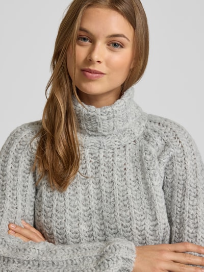Smith and Soul Sweter z golfem o kroju relaxed fit z domieszką wełny z alpaki Jasnoszary 3