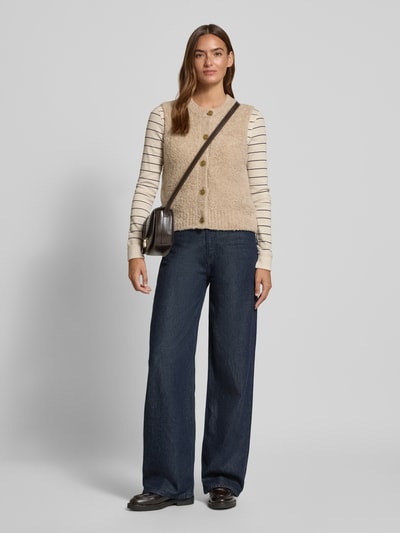 Marc O'Polo Regular Fit Strickweste aus Woll-Mix mit Alpaka-Anteil Stein 1