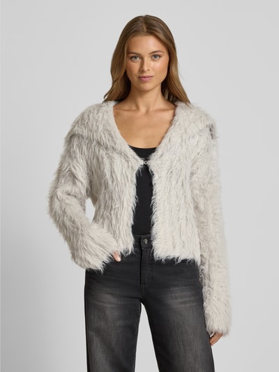 Guess Strickjacke aus Effektgarn Modell 'LARA FUZ RIB CARDIGAN' Stein 4