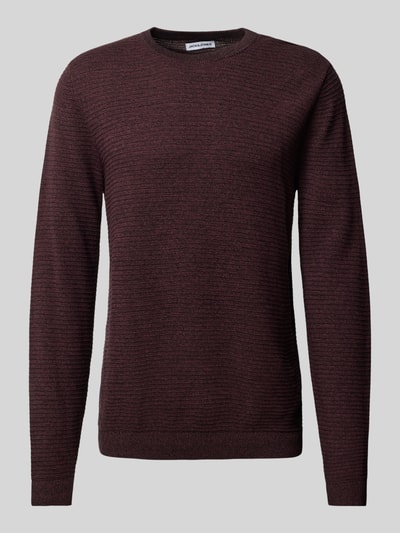 Jack & Jones Sweter z dzianiny z okrągłym dekoltem model ‘OTTO’ Bordowy 2