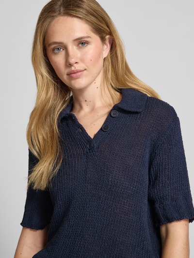 Mustang Bluzka z dzianiny z kołnierzykiem polo model ‘Lolita’ Granatowy 3