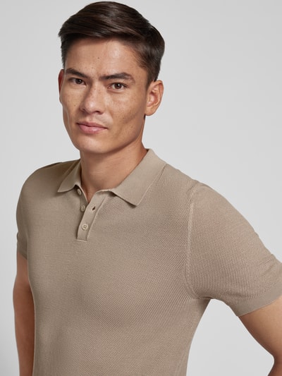 Drykorn Slim Fit Poloshirt mit Strukturmuster Modell 'Triton' Beige 3