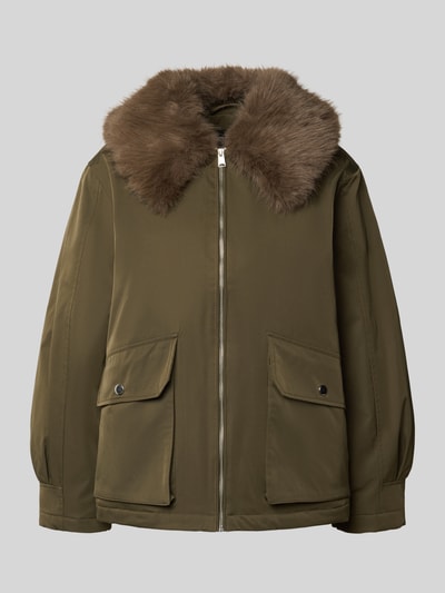 VERO MODA Bomberka o kroju regular fit z odpinanym kołnierzem z imitacji futra model ‘SEOUL’ Oliwkowy 2