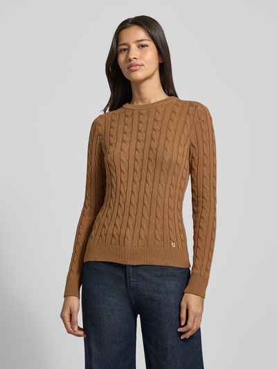 Jake*s Casual Bluzka z długim rękawem o kroju slim fit z imitacji dzianiny Średniobrązowy 4