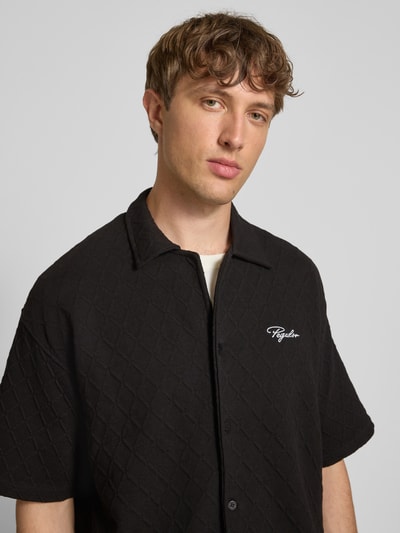 Pegador Relaxed Fit Freizeithemd mit Strukturmuster Modell 'Jovren' Black 3