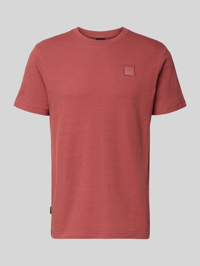 Produktfoto, T-Shirt mit Rundhalsausschnitt von PME Legend in Rot, reine Baumwolle, Regular Fit, dezentes Label-Patch, feine Struktur.