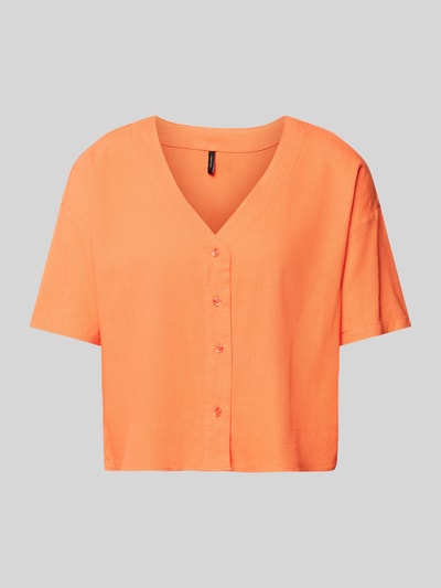 Vero Moda Bluzka z mieszanki wiskozy i lnu z dekoltem w serek model ‘JESMILO’ Pomarańczowy 2