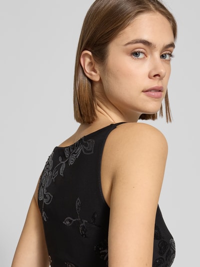 Gina Tricot Slim Fit Top mit floralem Pailettenbesatz Black 3