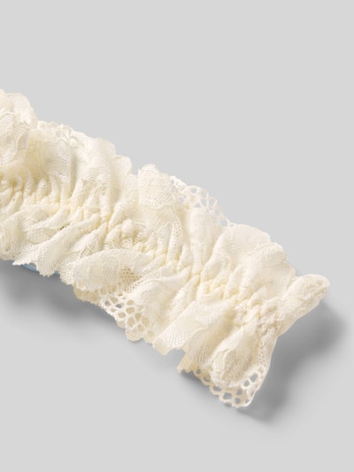 Produktfoto, Strumpfband aus Spitze von LASCANA, zarte Spitze in Creme mit Tüll-Schelife, passende Rose in Perlenform, Must-have für Braut