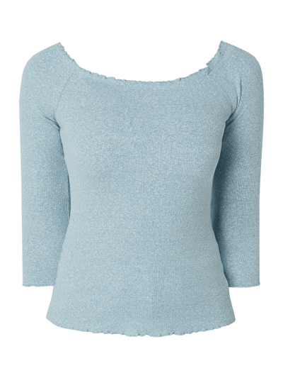 Review Crop Shirt mit Rippenstruktur Eisblau Melange 2