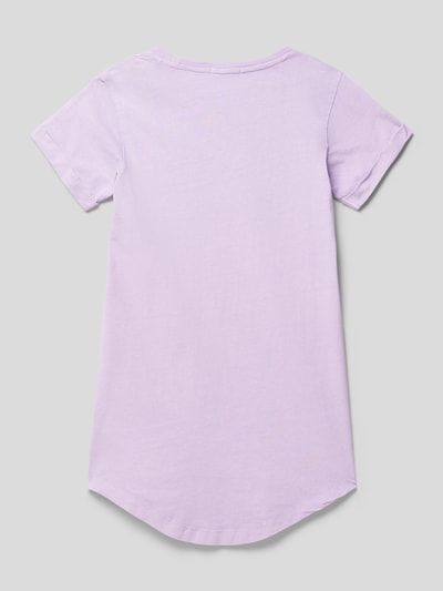 Replay Knielange T-shirtjurk met statementprint Lila - 3