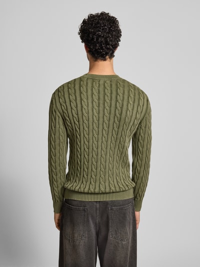 Replay Strickpullover mit gerippten Abschlüssen Oliv 5