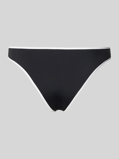 Produktfoto, Bikinihose mit Kontraststreifen Modell 'JOVITA' von Neo Noir, Schwarz mit Weiß, Material-Mix mit Stretch-Anteil, körpernahe Passform, elastischer Bund