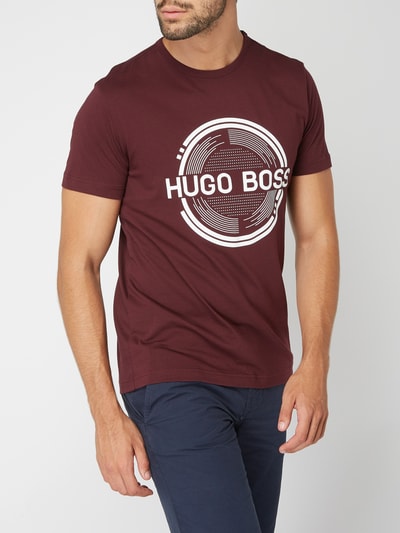 BOSS Green T-Shirt mit großem Logo-Print Dunkelrot 3