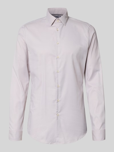 Produktfoto, Slim Fit Business-Hemd Extralang mit Kentkragen von Jake*s, mieszanka materiałów z dodatkiem streczu, krój slim fit, bardzo długi krój, kołnierzyk typu kent, długość tyłu w rozmiarze 39/40: 80 cm, szerokość ramion w rozmiarze 39/40: 44 cm, długość rękawów w rozmiarze 39/40: 71 cm, jasnoszary, gładka faktura, proste linie