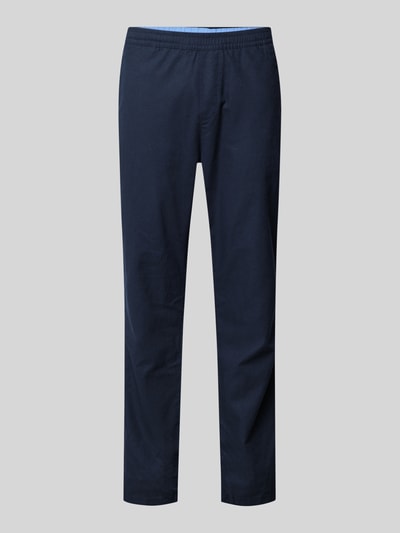 Produktfoto, 'Gerade Hose aus Leinen-Baumwoll-Mix' van Tom Tailor in effen kleuren, recht pasvorm, mid waist, labelpatch, knoop- en ritssluiting, zij-steekzakken, achterzakken, mix van linnen en katoen