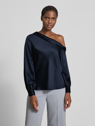 Lauren Ralph Lauren Regular fit blouse in one shoulder-look, model 'ZAMIEL' Marineblauw - 4