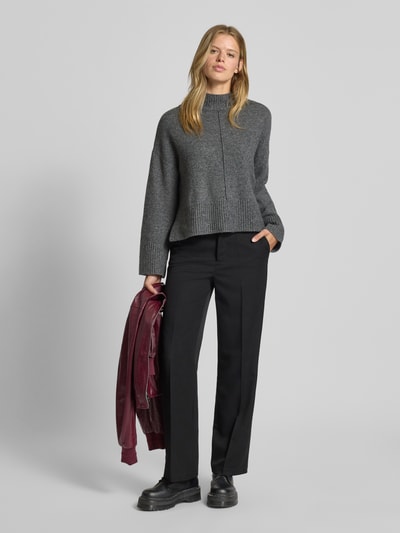 Only Sweter z dzianiny o kroju relaxed fit z dodatkiem wełny model ‘WHITNEY’ Średnioszary melanż 1