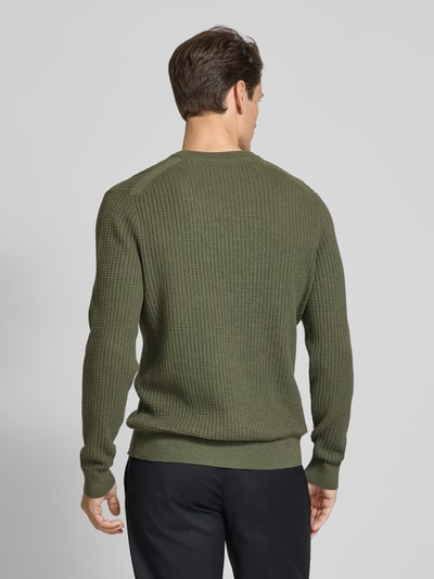 Christian Berg Men Strickpullover mit Logo-Stitching Oliv Melange 5