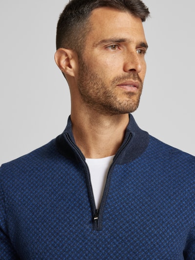 BOSS Gebreide pullover met labeldetail, model 'Eltorino' Marineblauw - 3