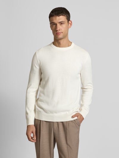 Christian Berg Men Strickpullover mit Woll-Anteil und Rundhalsausschnitt Offwhite Melange 4