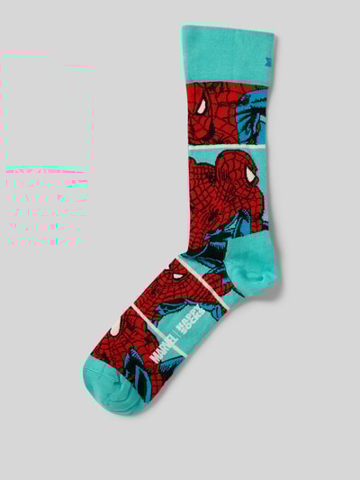 Happy Socks Regular Fit Socken mit Logo-Print Modell 'WEB-SLINGER' Tuerkis 1