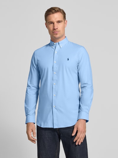 Polo Ralph Lauren Koszula casualowa o kroju slim fit z mieszanki bawełny Niebieski 4