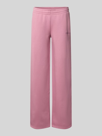 Produktfoto, Straight Fit Sweatpants aus Baumwoll-Mix mit Label-Detail von REVIEW, rosa Farbe, elastischer Bund, glatte Textur, Damen Sweatpants