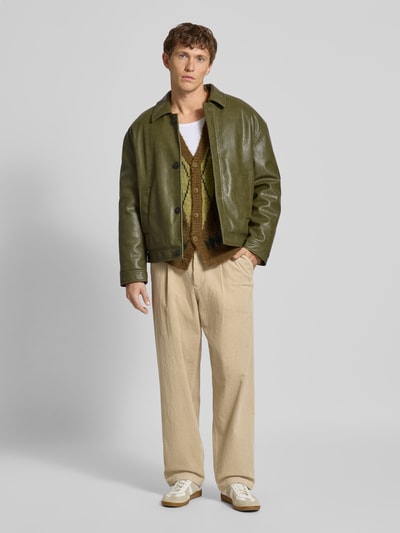 JAKE*S STUDIO MEN Strickjacke mit V-Ausschnitt Mittelbraun 1