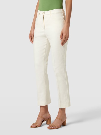 Raphaela By Brax Super slim fit stoffen broek met persplooien, model 'Lorella Kick' Offwhite - 4