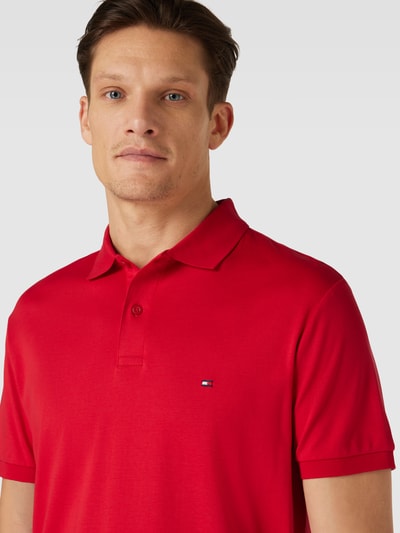 Tommy Hilfiger Regular fit poloshirt met labelstitching Donkerrood - 3