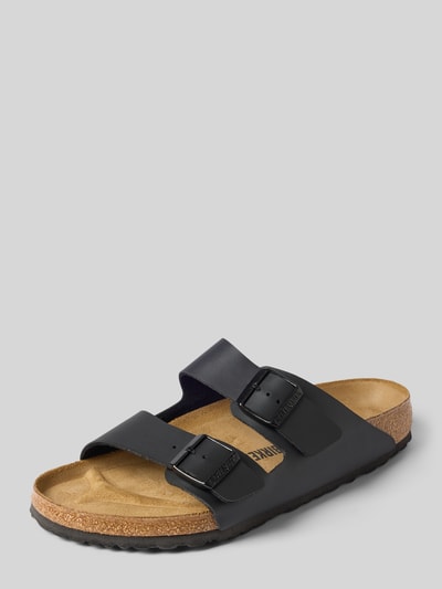 Birkenstock Slides aus echtem Leder mit breiten Riemen Modell 'ARIZONA' Blau 1